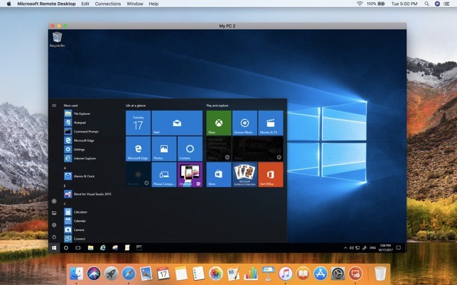 صفحه سرور مجازی ویندوز در MacOS