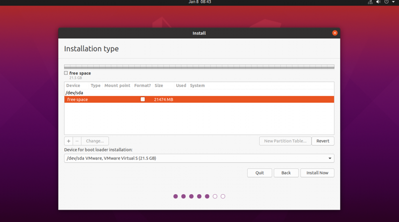 Ubuntu işletim sisteminde gerekli bölümler için hafızanın belirlenmesi