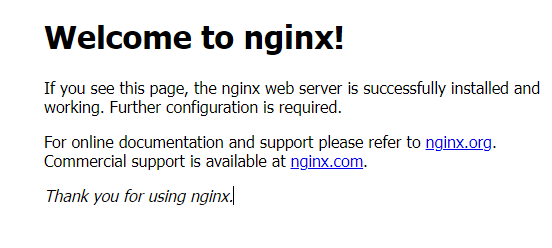 صفحه خوش آمدگویی Nginx