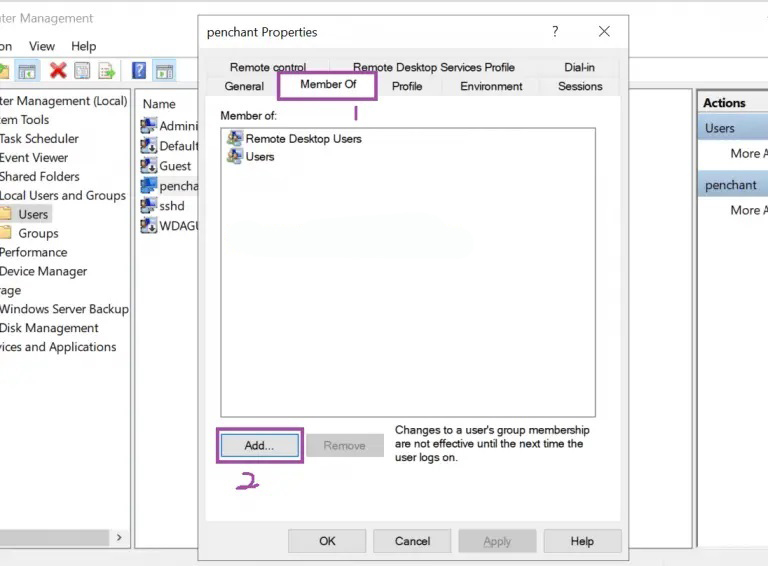 Windows sanal sunucusuna kullanıcı ekleme