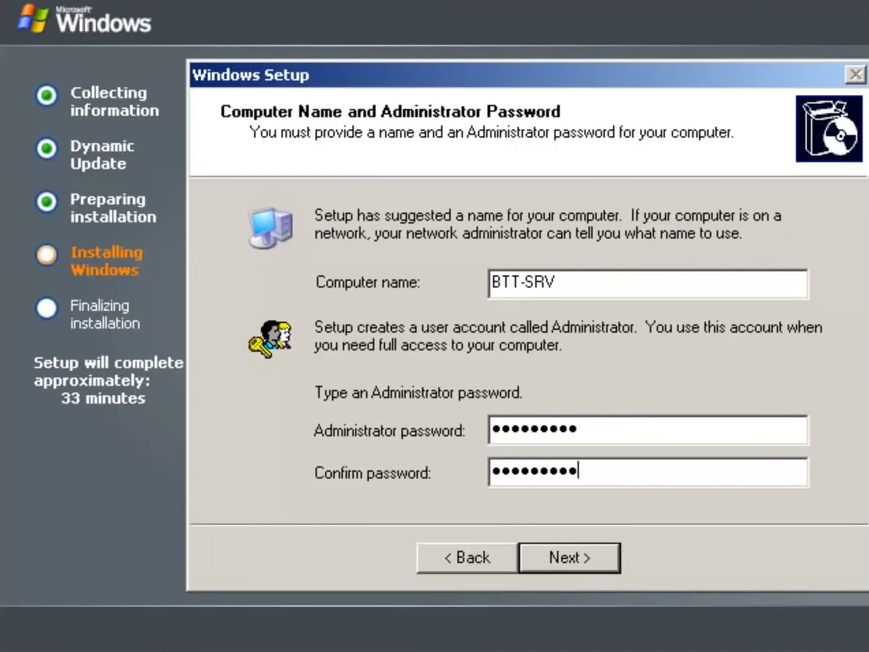 تعیین رمز ادمین ویندوز سرور 2003