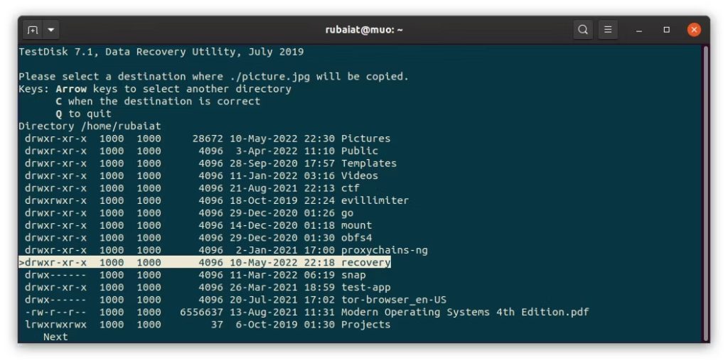 Linux'ta silinen dosyaları kurtarmak için TestDisk'i kullanma
