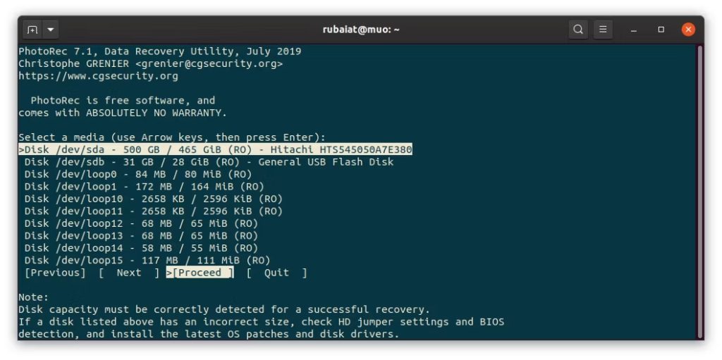 PhotoRec kullanarak Linux'ta silinen dosyaları kurtarın