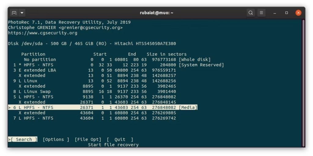 PhotoRec kullanarak Linux'ta silinen dosyaları kurtarın