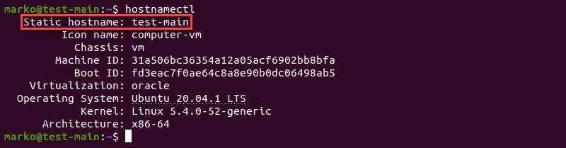 چگونگی بررسی host name فعلی در Ubuntu 20.04