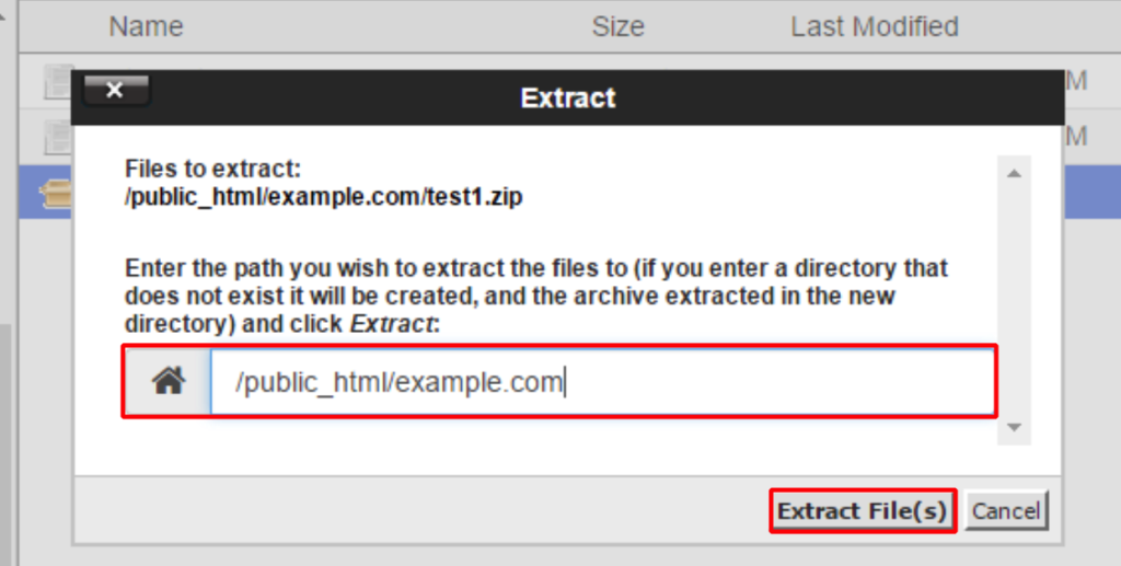 کلیک روی extract file