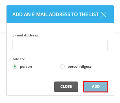 اضافه کردن آدرس ایمیل به mailing list