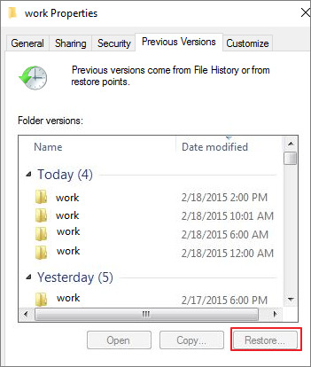 بازگرداندن فایل‌های پاک شده در ویندوز از طریق Previous Versions