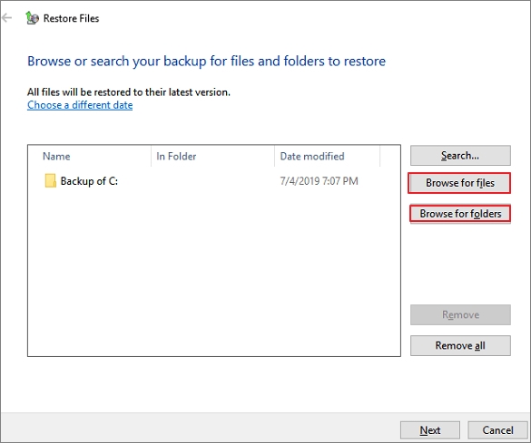 برگرداندن فایل‌های پاک شده در ویندوز 10 از طریق فایل Backup