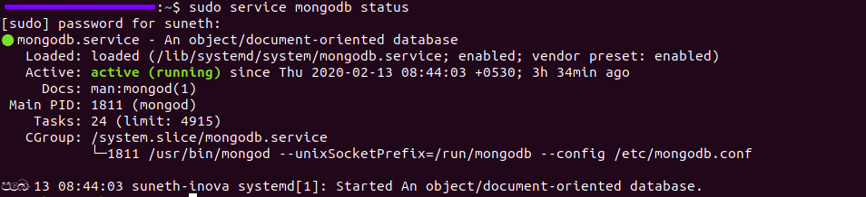 بررسی وضعیت نصب دیتابیس MongoDB در لینوکس