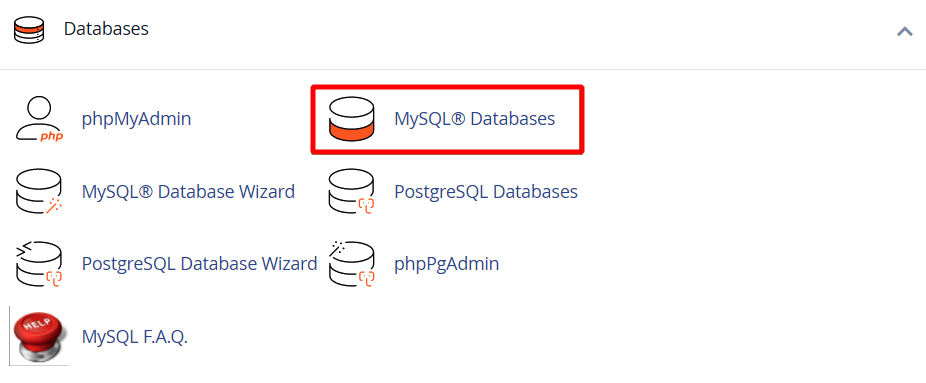 CPanel'de bir veritabanı oluşturmak için mysql@database'e tıklayın