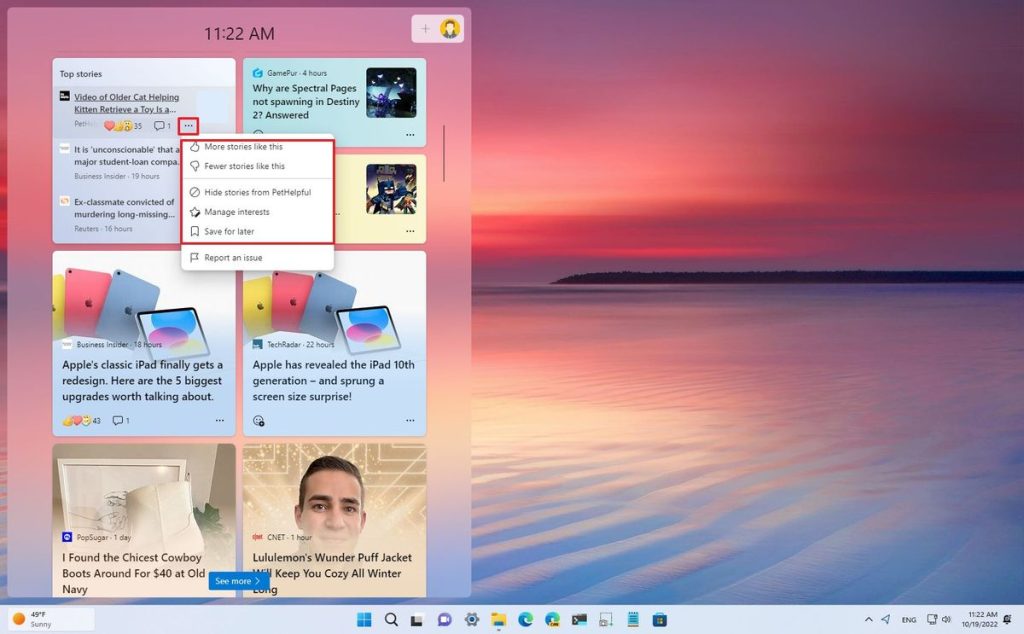 Windows 11'de haber widget'ını özelleştirme