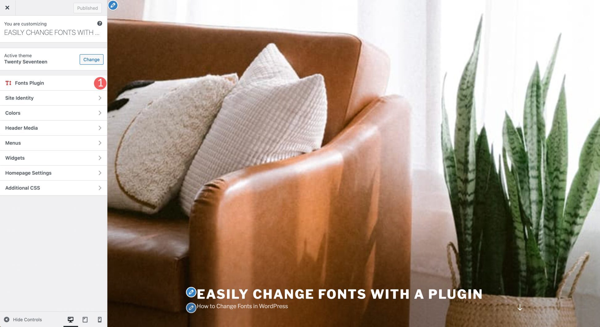 دسترسی به افزونه fonts plugin برای تغییر فونت سایت 