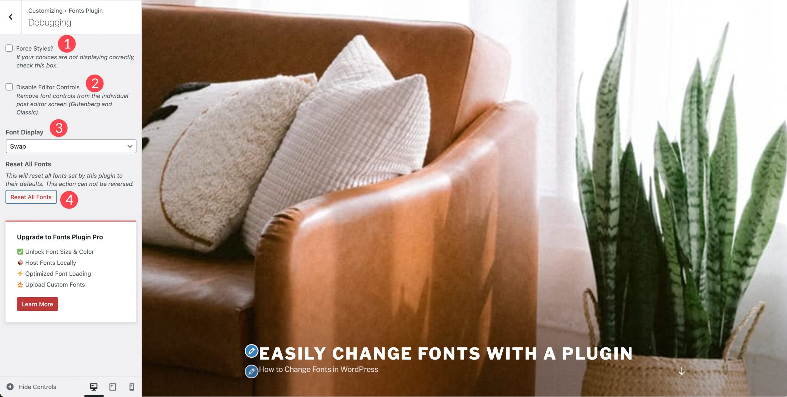 ذخیره تغییرات در افزونه Fonts Plugin جهت تغییر فونت در وردپرس