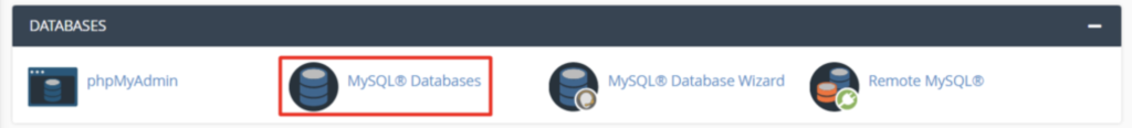 کلیک روی mysql databases
