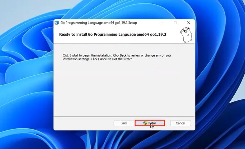 شروع نصب زبان برنامه نویسی go در ویندوز