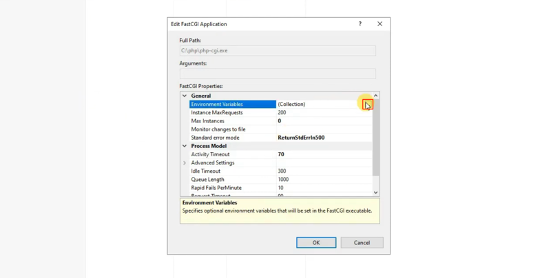 کلیک روی آیکون environment variables