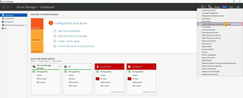 باز کردن server manager