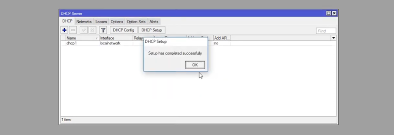 تکمیل موفقیت آمیز مرحله تنظیم DHCP