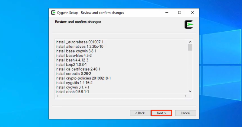 بررسی پکیج های نصب cygwin در ویندوز
